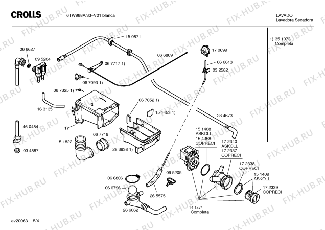 Схема №1 6TW988A Crolls 6TW988A с изображением Кабель для стиральной машины Bosch 00354546