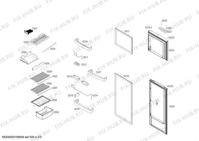 Схема №1 RS23U7574C с изображением Дверь для холодильной камеры Bosch 00248017