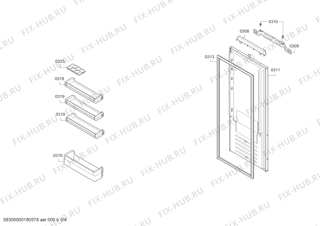 Взрыв-схема холодильника Constructa CK852AF30 - Схема узла 03