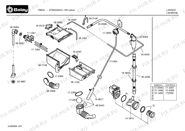 Схема №1 3TS655SI TS655 с изображением Таблица программ для стиралки Bosch 00416564