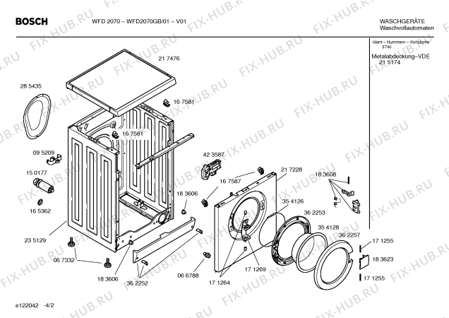 Схема №1 WFD2070GB с изображением Ручка для стиральной машины Bosch 00483065