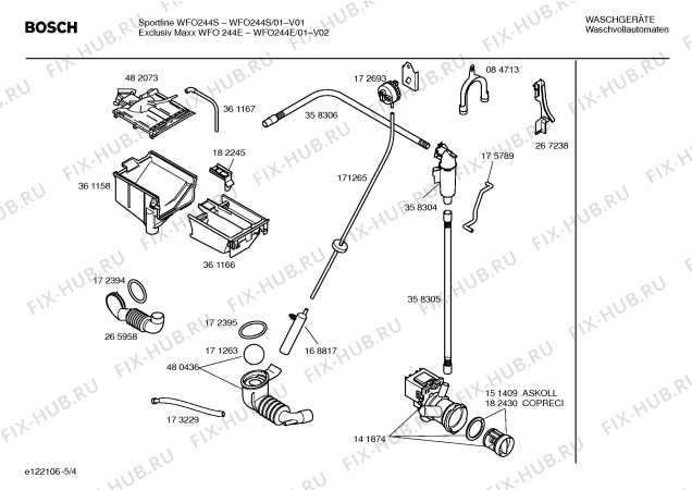 Взрыв-схема стиральной машины Bosch WFO244E Exclusiv Maxx WFO 244E - Схема узла 04