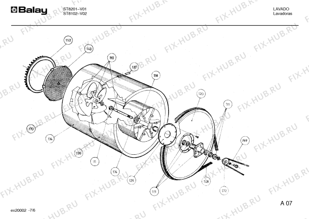 Взрыв-схема сушильной машины Balay ST8101 - Схема узла 06