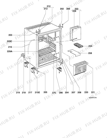 Взрыв-схема холодильника Electrolux GM60B - Схема узла Housing 001