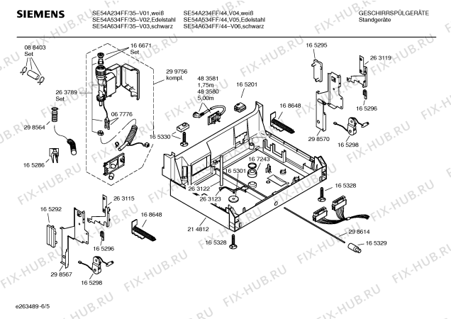 Взрыв-схема посудомоечной машины Siemens SE54A534FF - Схема узла 05