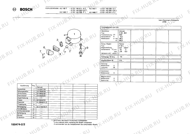 Взрыв-схема холодильника Bosch 0701145041 KS1480T - Схема узла 02