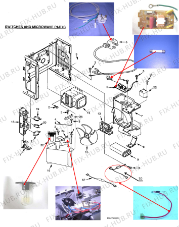 Взрыв-схема микроволновой печи Electrolux EMM2363 - W - Схема узла Section 2