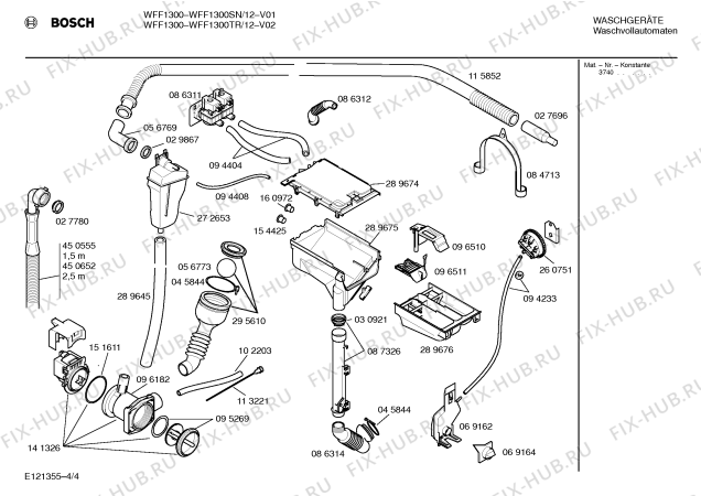 Схема №1 WFF1300SN, WFF1300 с изображением Инструкция по эксплуатации для стиральной машины Bosch 00520431