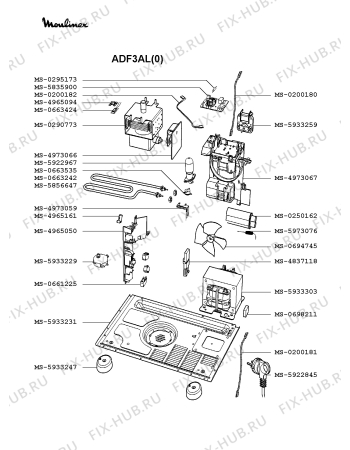 Взрыв-схема микроволновой печи Moulinex ADF3AL(0) - Схема узла 3P002059.5P3