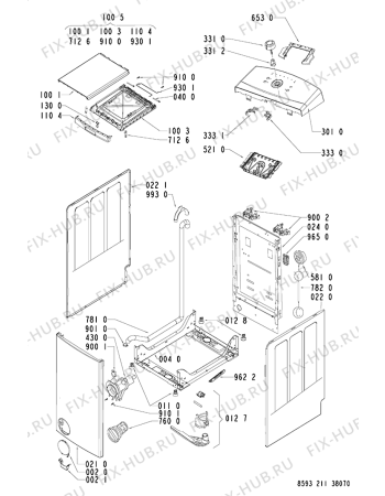 Схема №1 AWE 2117 с изображением Обшивка для стиральной машины Whirlpool 481245310457