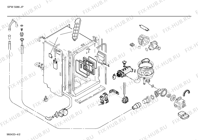Взрыв-схема посудомоечной машины Bosch SPI5086JP - Схема узла 02