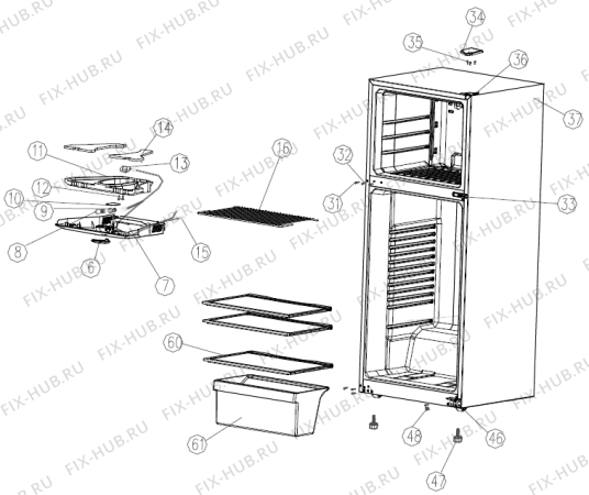 Схема №2 NRF71380W (298541, HD-496FWN) с изображением Ящик (корзина) для холодильника Gorenje 313178