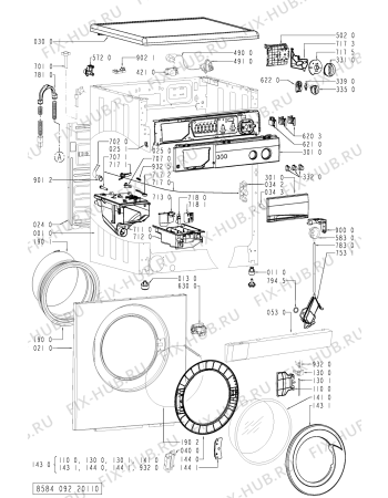Схема №2 AWV 092 с изображением Декоративная панель для стиралки Whirlpool 481245214092