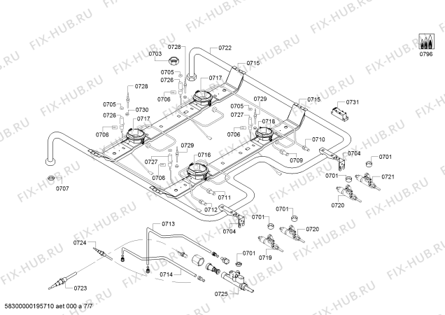 Взрыв-схема плиты (духовки) Bosch HGA223121Z - Схема узла 07