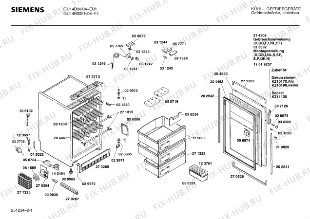 Схема №1 GU14B01 с изображением Инструкция по эксплуатации для холодильника Siemens 00514206