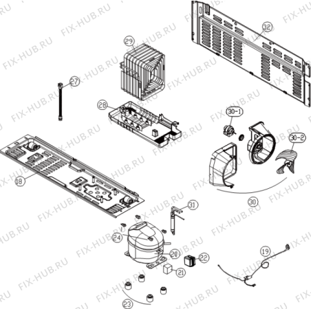 Взрыв-схема холодильника Gorenje NRS9182BBL (623828, HZLF63966E) - Схема узла 02