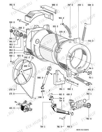 Схема №1 AWM 312/3 с изображением Обшивка для стиральной машины Whirlpool 481245219949