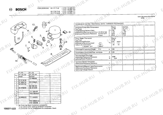 Взрыв-схема холодильника Bosch 0701174601 KS171TLW - Схема узла 02