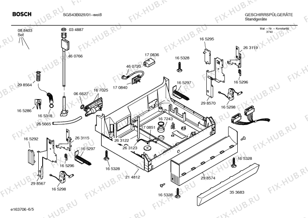 Взрыв-схема посудомоечной машины Bosch SGS43B02II AQUAVIGIL - Схема узла 05