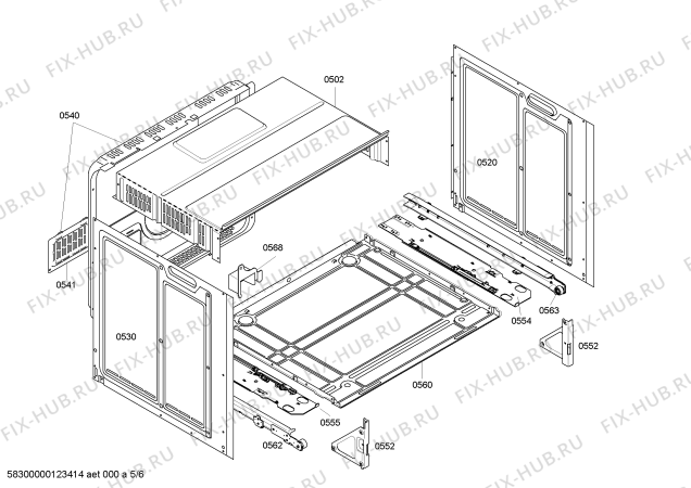 Взрыв-схема плиты (духовки) Bosch HBN436551B - Схема узла 05