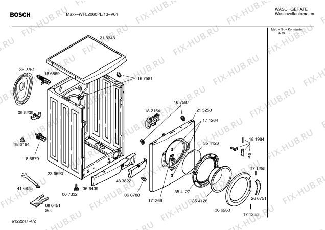 Схема №1 WFL2060PL WFL2060 с изображением Инструкция по установке и эксплуатации для стиралки Bosch 00583384