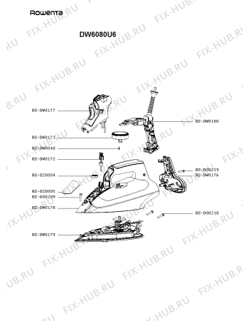 Схема №1 DW6080U6 с изображением Рукоятка для электроутюга Rowenta RS-DW0178