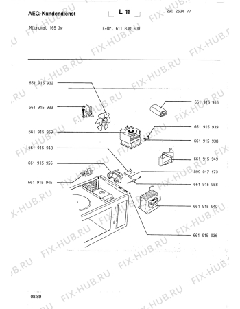 Взрыв-схема микроволновой печи Aeg MICROMAT 165 Z W - Схема узла Section3