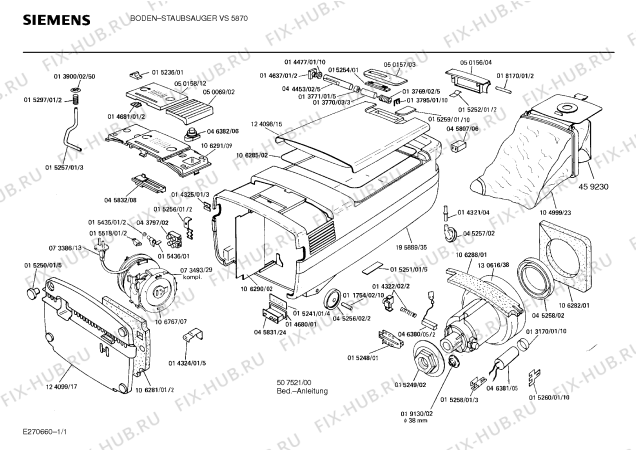 Схема №1 VS3201 с изображением Рычаг для мини-пылесоса Siemens 00015436