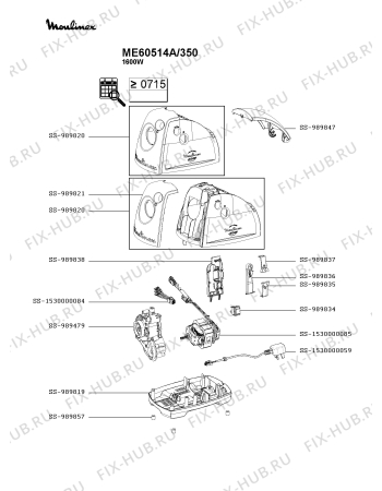 Взрыв-схема мясорубки Moulinex ME60514A/350 - Схема узла TP003653.3P4