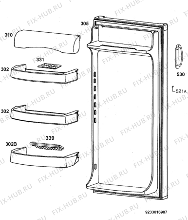 Взрыв-схема холодильника Zanussi Electrolux ZRC243W - Схема узла Door 003