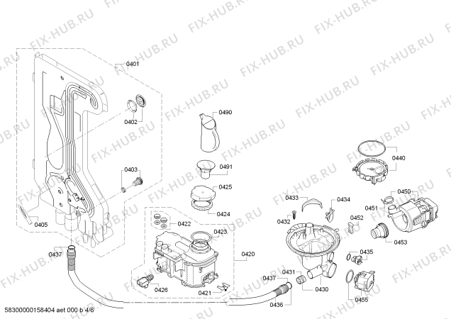 Взрыв-схема посудомоечной машины Siemens SN53E500TI - Схема узла 04
