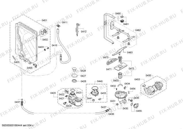 Взрыв-схема посудомоечной машины Siemens SR515S03CE - Схема узла 04