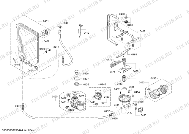 Взрыв-схема посудомоечной машины Bosch SPI46MS006 SuperSilence - Схема узла 04