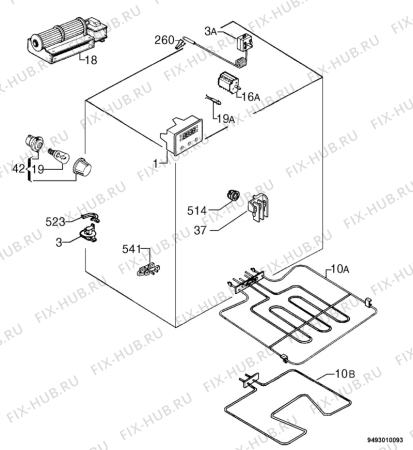 Взрыв-схема плиты (духовки) Zanussi ZBN760W - Схема узла Electrical equipment 268