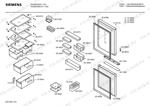 Взрыв-схема холодильника Siemens KG26E02 - Схема узла 02