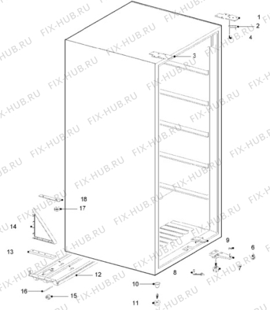 Взрыв-схема холодильника Electrolux EU2246C/N - Схема узла Cabinet + armatures