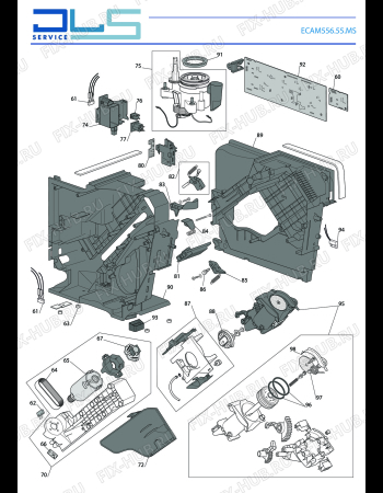 Взрыв-схема кофеварки (кофемашины) DELONGHI PRIMADONNA CLASS ECAM556.55.MS - Схема узла 2