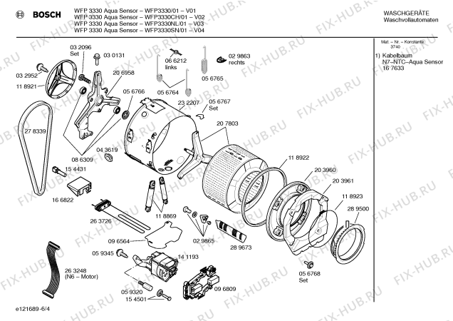 Схема №1 WFP3330SN WFP3330 Aqua-Sensor с изображением Инструкция по эксплуатации для стиралки Bosch 00524223