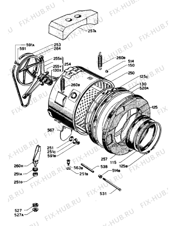 Взрыв-схема стиральной машины Castor CX585 - Схема узла Tub and drum