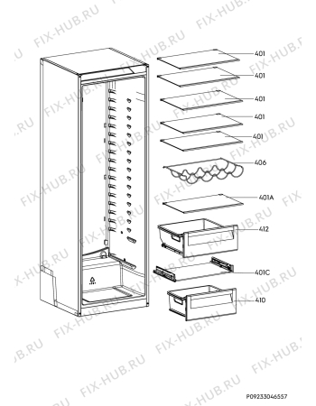 Взрыв-схема холодильника Electrolux ERE7000W - Схема узла Internal parts