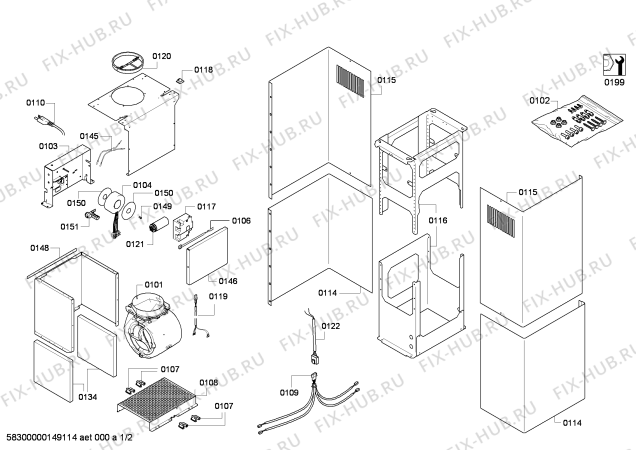 Схема №2 HPIB42HS с изображением Кабель для вентиляции Bosch 00651961