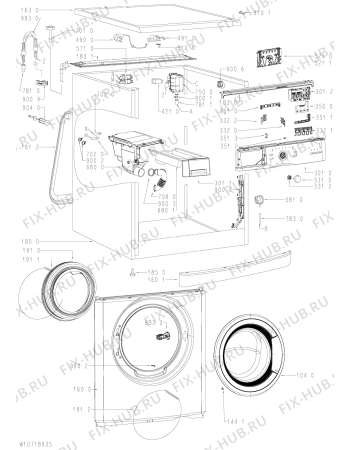 Схема №2 AWOC9202 с изображением Модуль (плата) для стиралки Whirlpool 481010650108