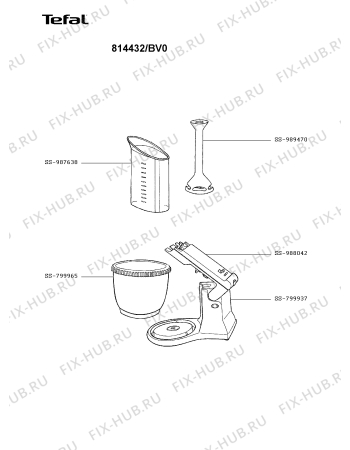 Взрыв-схема блендера (миксера) Tefal 814432/BV0 - Схема узла PP003732.1P2