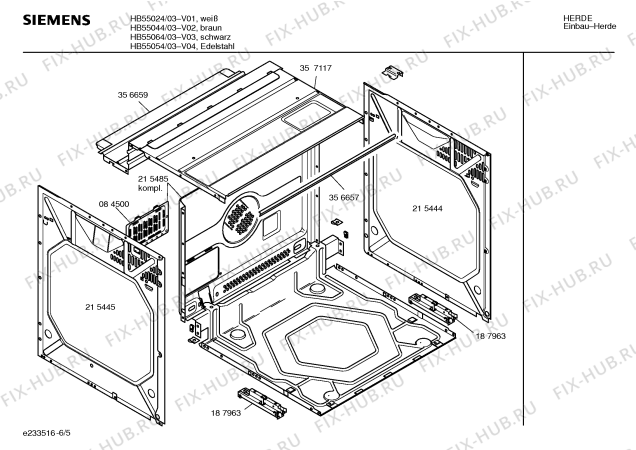 Схема №1 HB55064 S2001 с изображением Инструкция по эксплуатации для плиты (духовки) Siemens 00585504