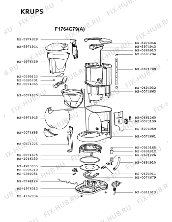 Взрыв-схема кофеварки (кофемашины) Krups F1764C79(A) - Схема узла ZP002606.3P2