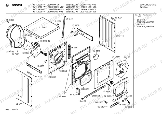Схема №2 WTL5200AU WTL5200 с изображением Вкладыш в панель для сушильной машины Bosch 00298628