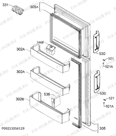 Взрыв-схема холодильника Faure FRT27101XA - Схема узла Door 003