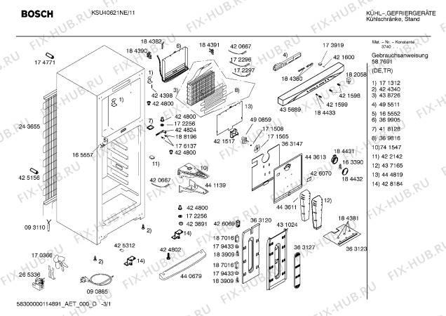 Схема №1 KSU40621NE с изображением Дверь для холодильной камеры Bosch 00243869