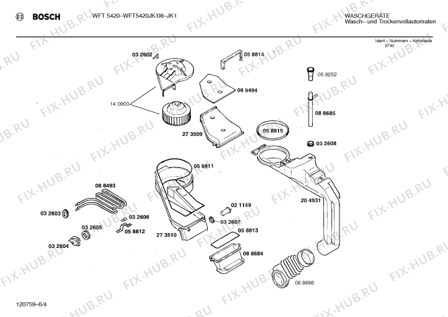 Взрыв-схема стиральной машины Bosch WFT5420JK WFT5420 - Схема узла 04