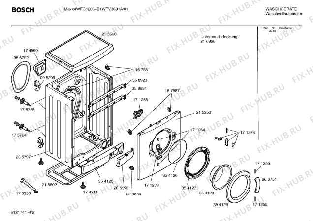 Взрыв-схема стиральной машины Bosch B1WTV3601A Maxx4 WFC1200 electronic - Схема узла 02